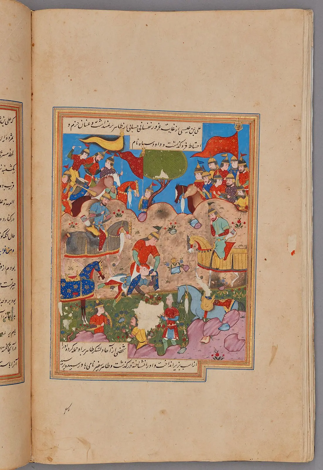 The victory of Maʿmun over Amin, Folio from a manuscript of Nigaristan by Author: Ahmad