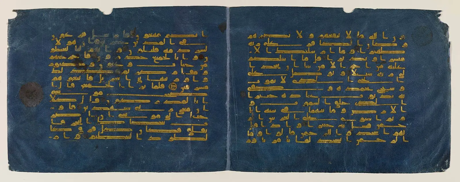 Two folios, from a manuscript known as the “Blue Qur’an” by Unknown artist