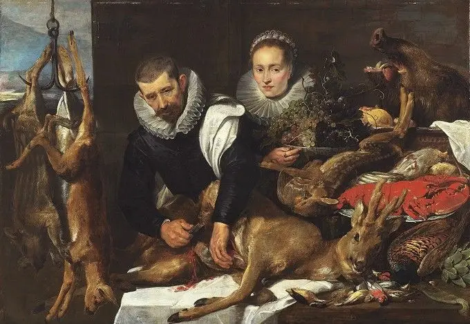 Evisceration of a Roebuck with a Portrait of a Married Couple by Cornelis de VosFrans Snyders
