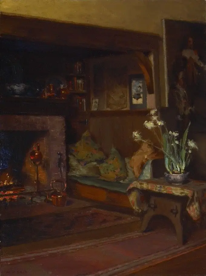 A Fireside by Mary Hiester Reid
