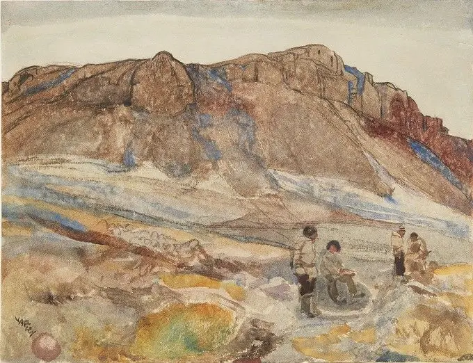Arctic, Landscape with Figures by Frederick Horsman Varley