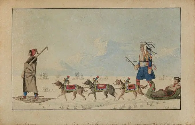 A Dog Cariole only used in winter by Canadian Indians by Peter Rindisbacher