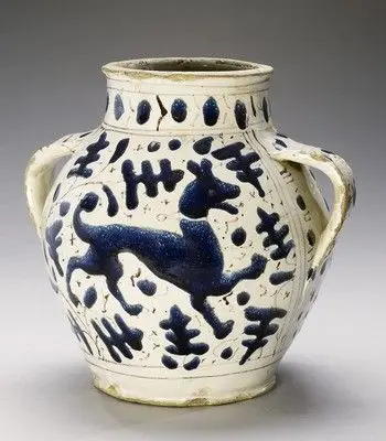 Pharmacy/Storage Jar: Oak Leaf Pattern with Dog by Italian (Florence)Giunta di Tugio