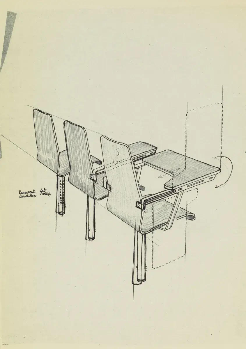 Seminar chair for ETH. Sketch of chair. by Leonhard, Thea