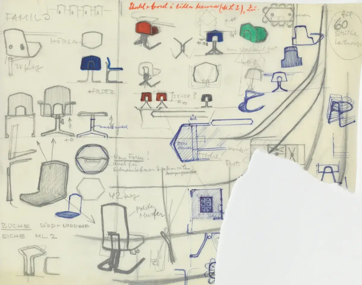 Seminar chair for ETH. Sketch of chair. by Leonhard, Thea