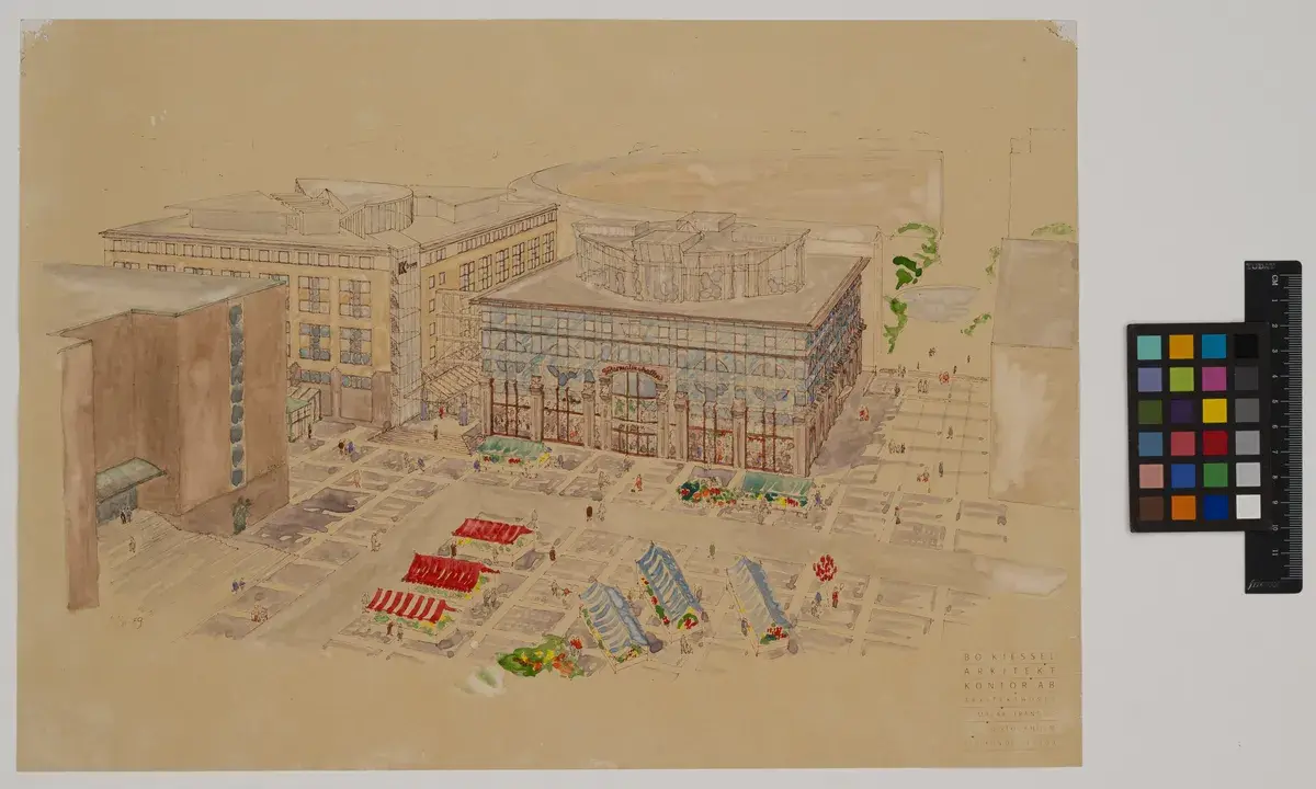 Söderhallarna. Illustration of Medborgarplatsen. by Kjessel, Bo