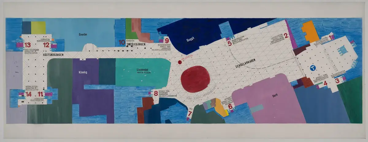 Sergels torg. Drawing for orientation sign. by Helldén, David