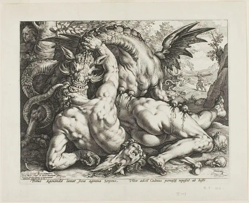 The Dragon Devouring the Companions of Cadmus by Hendrick Goltzius (Dutch, 1558-1617)