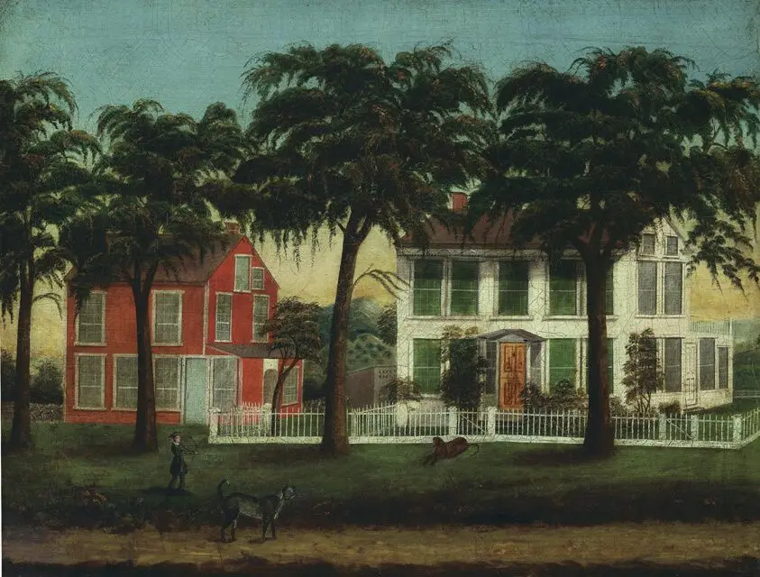Houses on the Fox River, Illinois by Artist unknown (American, 19th–20th century)