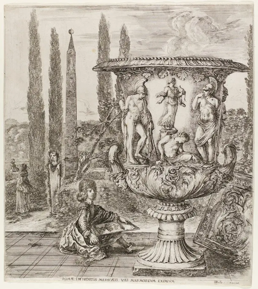 The Medici Vase, plate one from The Six Large Views of Rome and the Campagna by Stefano della Bella