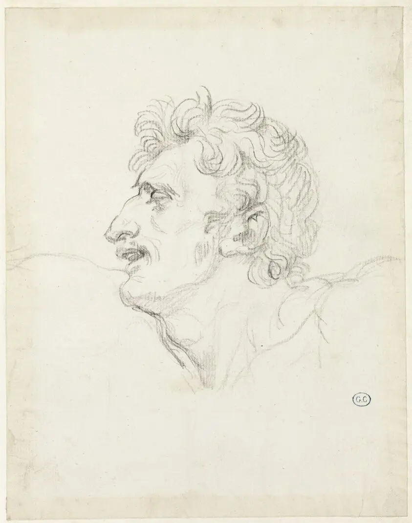 Head of a Man, Left Profile by Jacques-Louis David