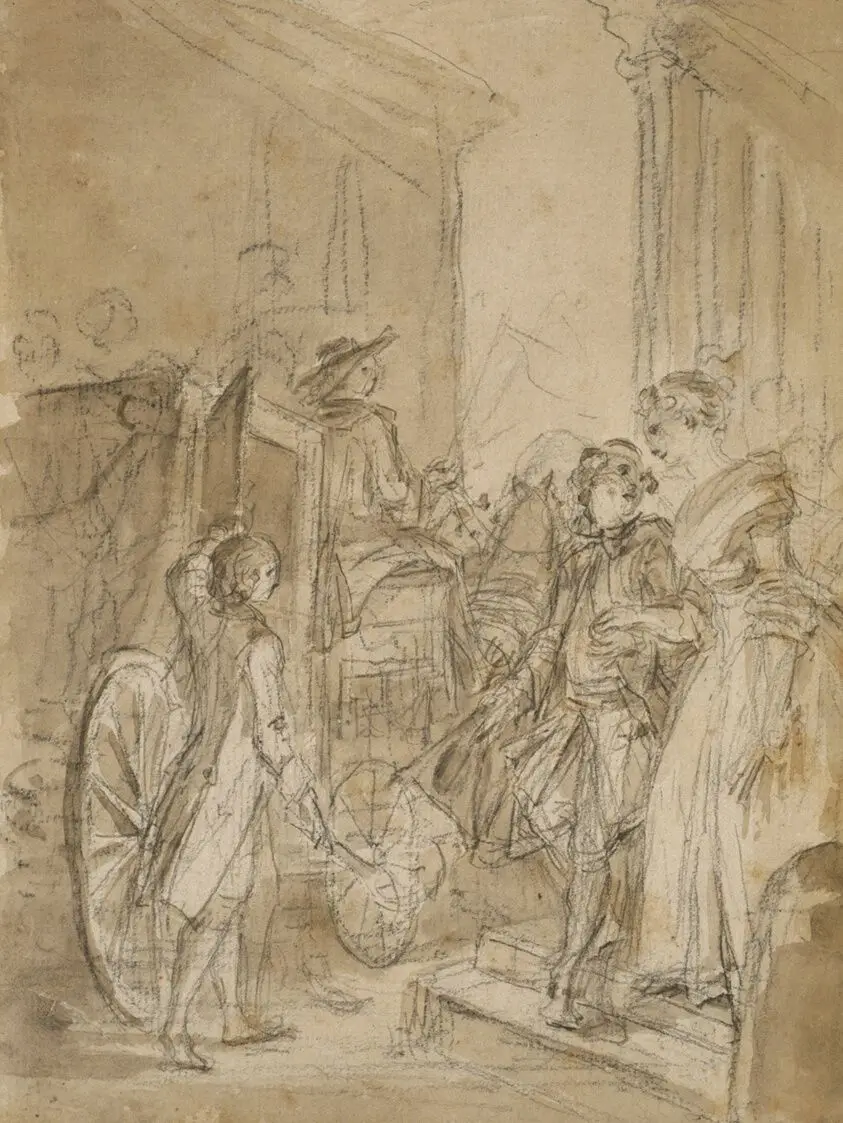 The Departure by Coach by Jean-Honoré Fragonard