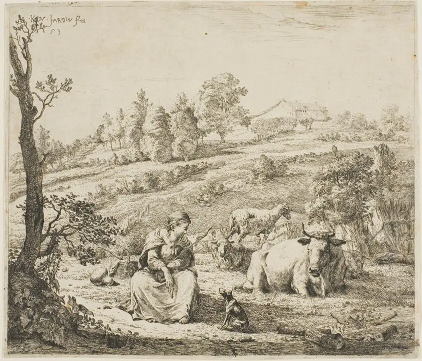 A Shepherdess Speaking to Her Dog by Karel Dujardin