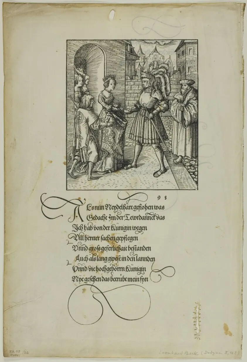 Theuerdank Received by Ehrenreich, from Teuerdank, plate 22 from Woodcuts from Books of the XVI Century by Leonhard Beck (German, c.1480-1542),
