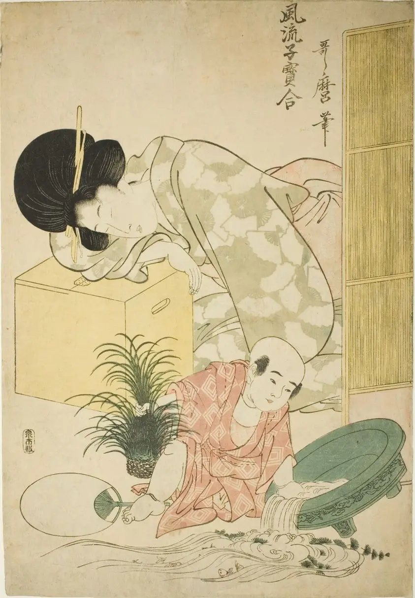 Goldfish, from the series "Elegant Comparison of Little Treasures (Furyu kodakara awase)" by Kitagawa Utamaro 喜多川 歌麿