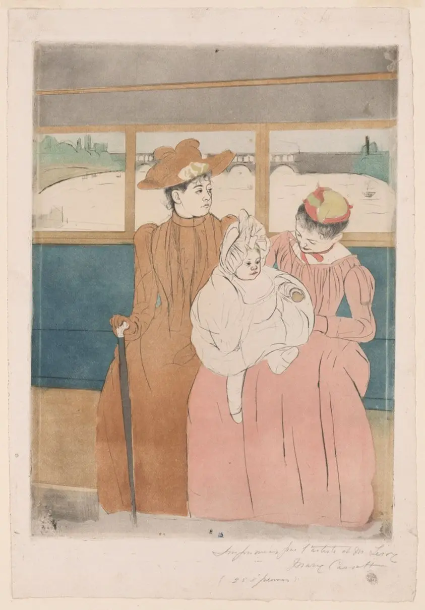 In the Omnibus by Mary Cassatt (American, 1844-1926)