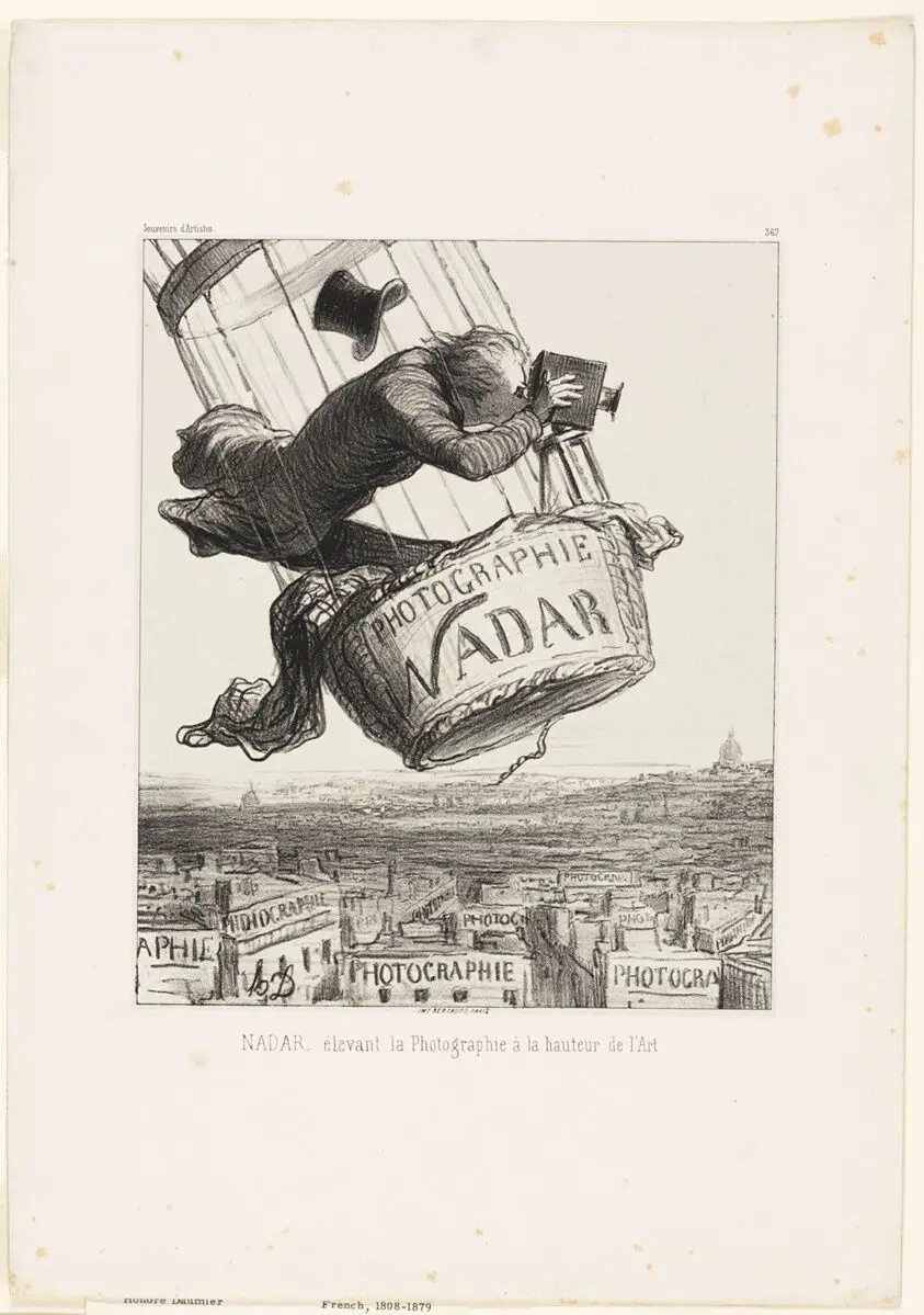 Nadar Elevating Photography to the Heights of Art, plate 367 from Souvenirs d’artistes by Honoré Victorin Daumier