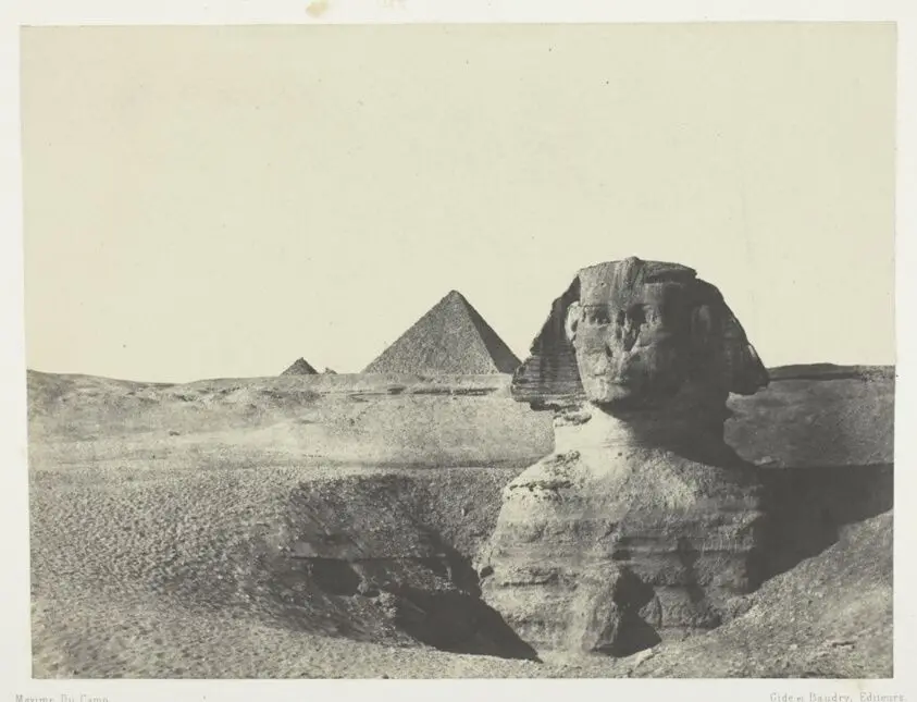 Le Sphynx vu de Face, Egypte Moyenne, plate 11 from the album "Egypte, Nubie, Palestine et Syrie" (1852) by Maxime Du Camp