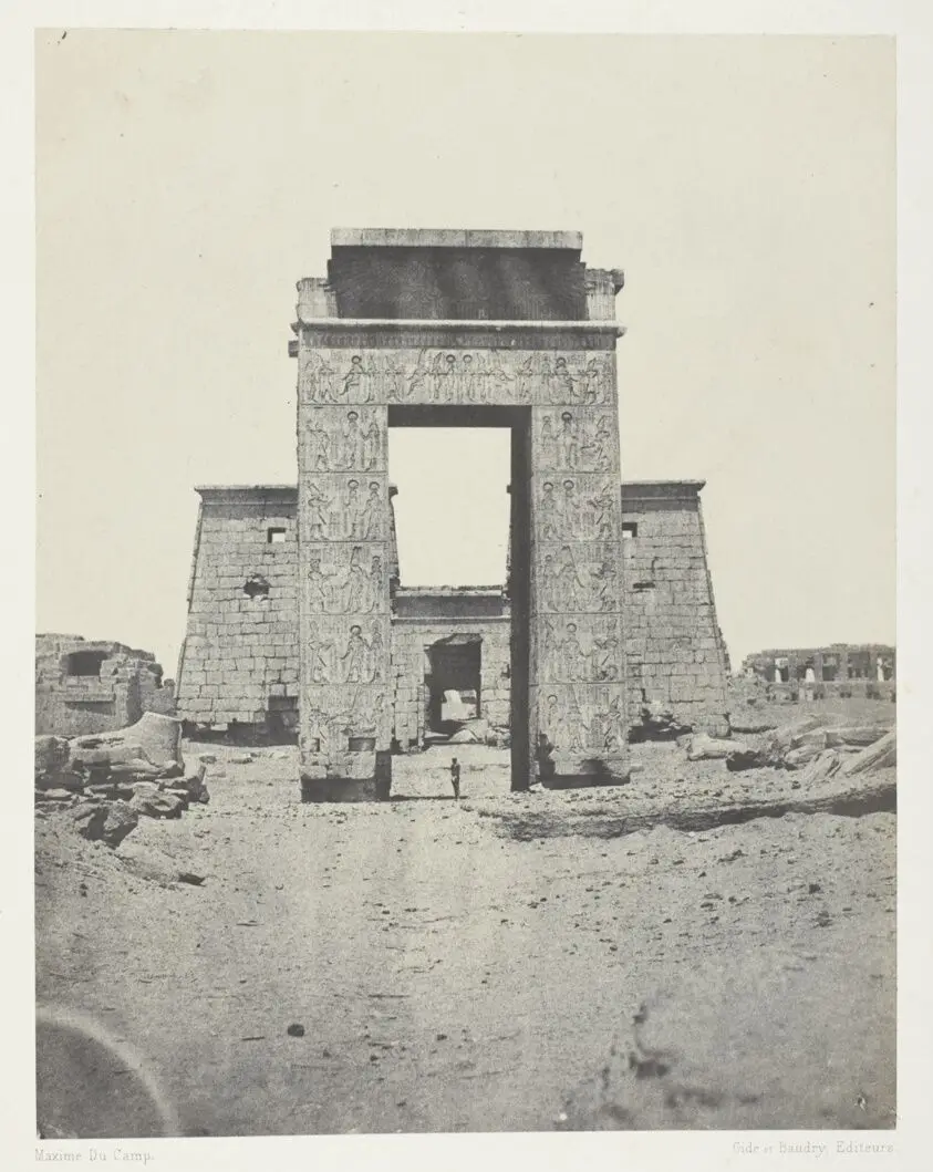 Karnak, Propylone du Temple de Khons; Thèbes, plate 27 from the album "Egypte, Nubie, Palestine et Syrie" (1852) by Maxime Du Camp