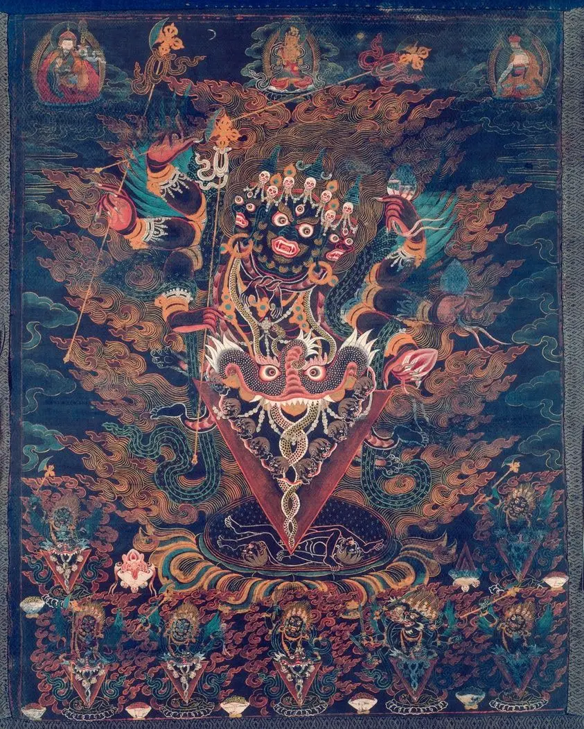 Painted Banner (Thangka) with Guru Dragpur, a Wrathful Form of Padmasambhava by Tibet
