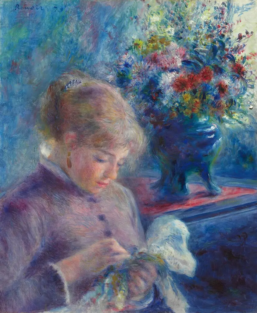 Young Woman Sewing by Pierre-Auguste Renoir