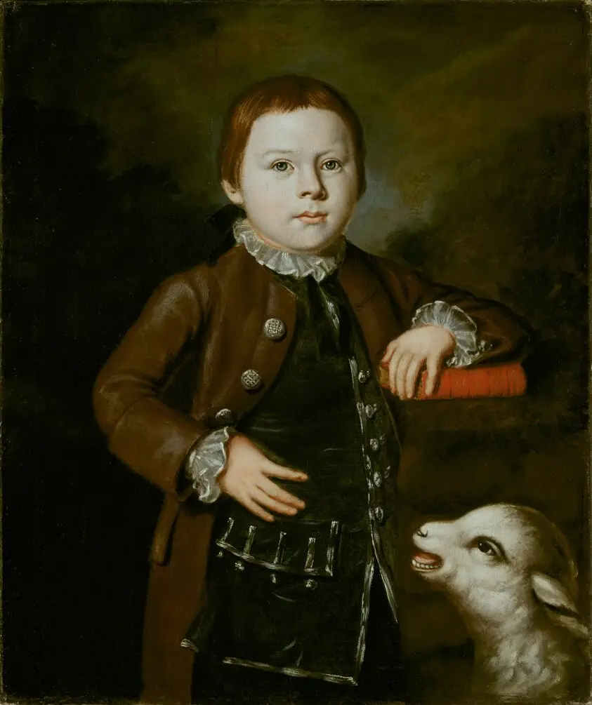 Boy of Hallett Family with Lamb by Artist unknown (American, 18th century)