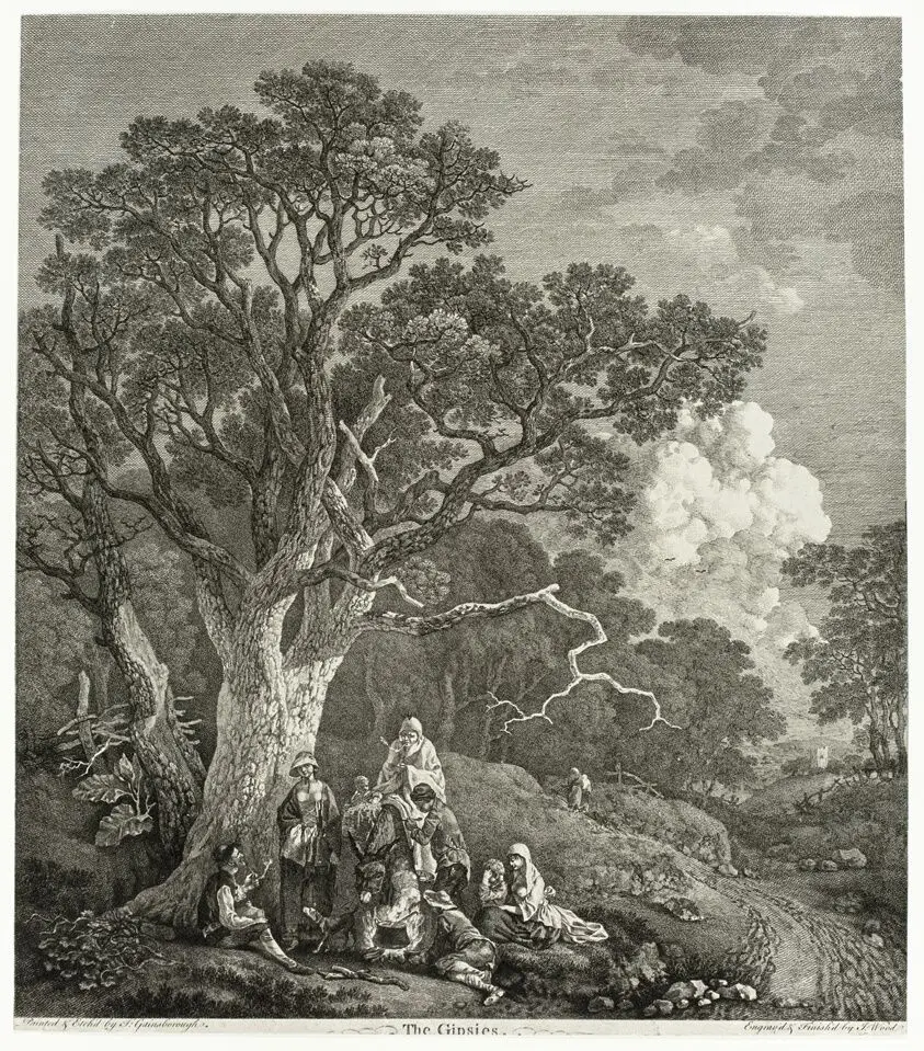 Wooded Landscape with Gypsies Gathered Round a Fire by Thomas Gainsborough