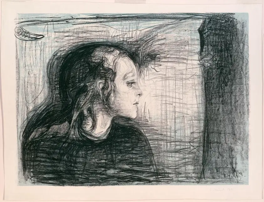 The Sick Child I by Edvard Munch (Norwegian, 1863-1944)