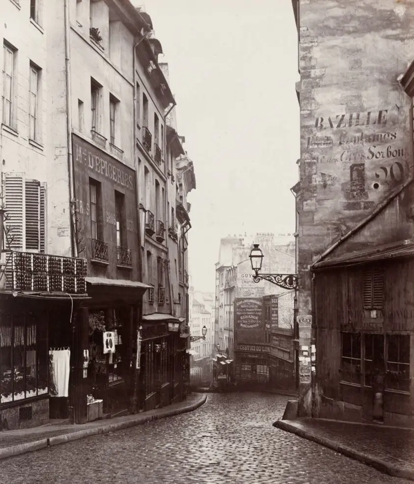 Rue de la Montagne-Sainte-Geneviève near the Intersection of Rue LaPlace (Rue de la Montagne-Sainte-Geneviève prés de carrefour de la rue LaPlace) by Charles Marville