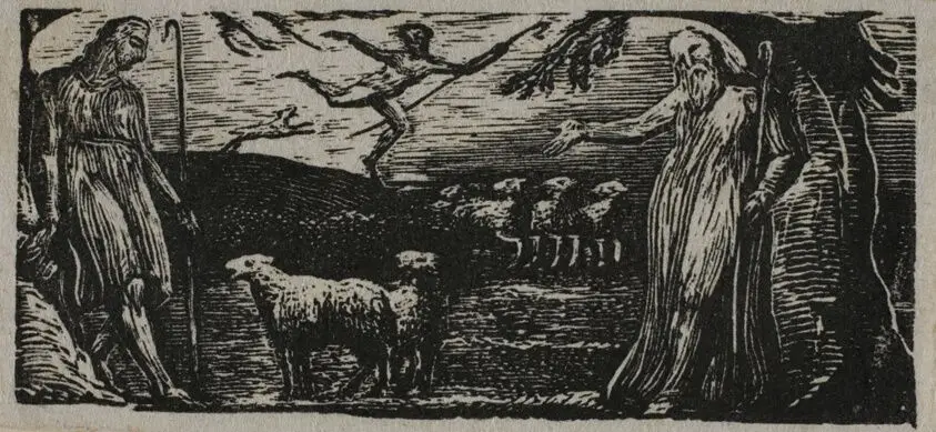 Thenot Remonstrates with Colinet, Lightfoot in Background, from The Pastorals of Virgil by William Blake