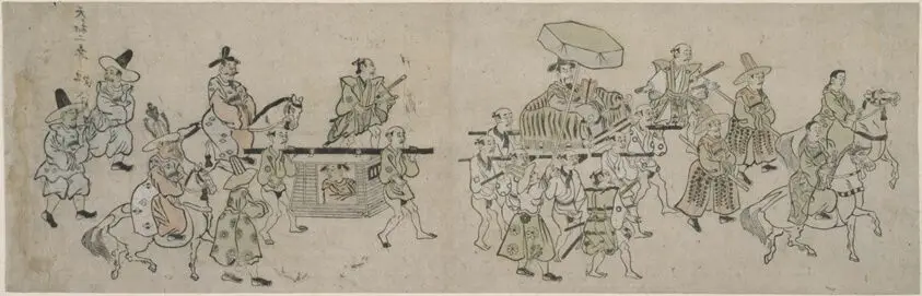 Korean Embassy Parade by Hishikawa Moronobu