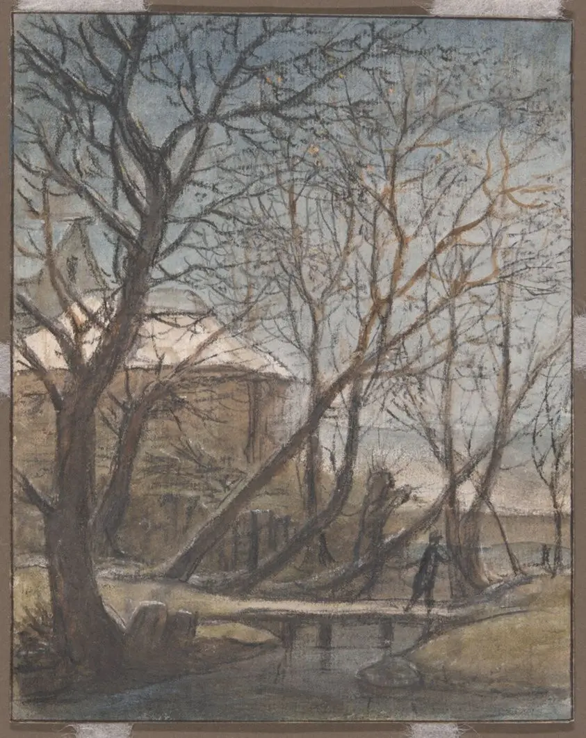 Winter Landscape with a Man Crossing by Anthonie Waterloo