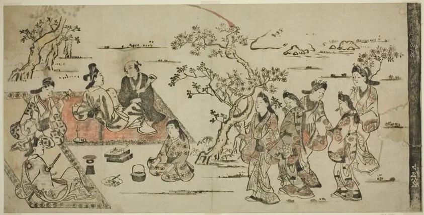 Flower Viewing by Hishikawa Moronobu