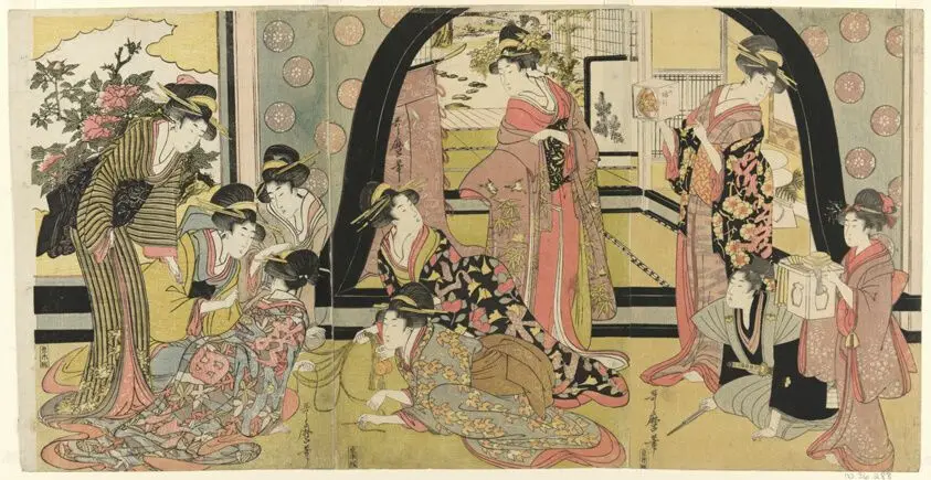 Drawing Lots for Prizes (Ho biki) by Kitagawa Utamaro 喜多川 歌麿