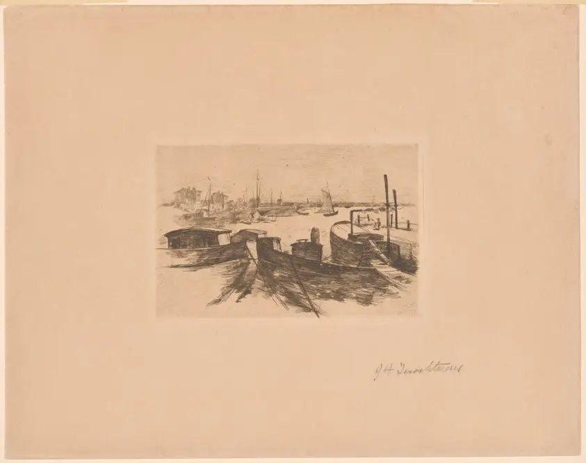 Harbor with Barges by John Henry Twachtman