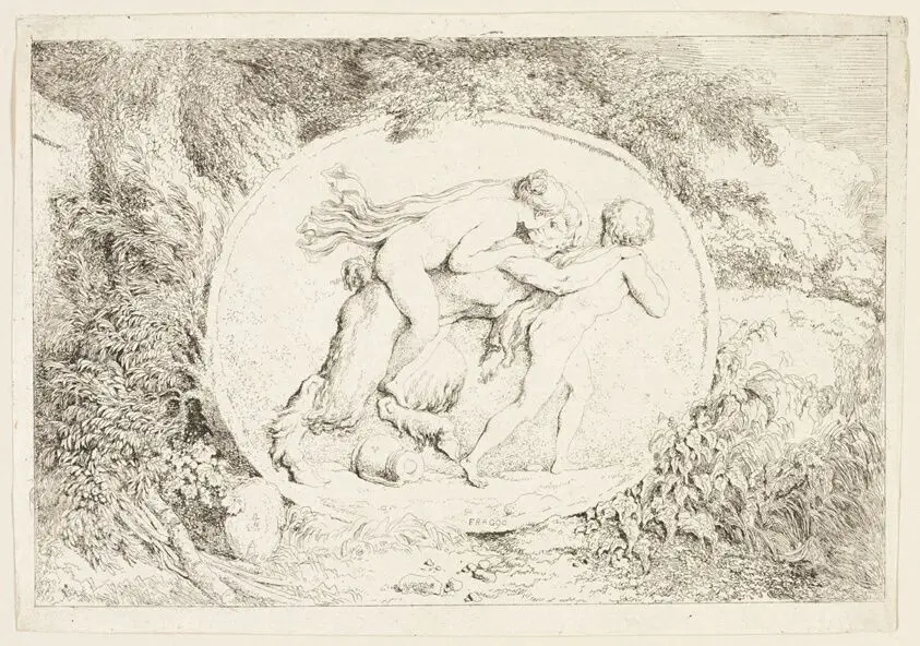Nymph Riding on a Satyr's Back, from Bacchanales, or Satyrs' Games by Jean-Honoré Fragonard