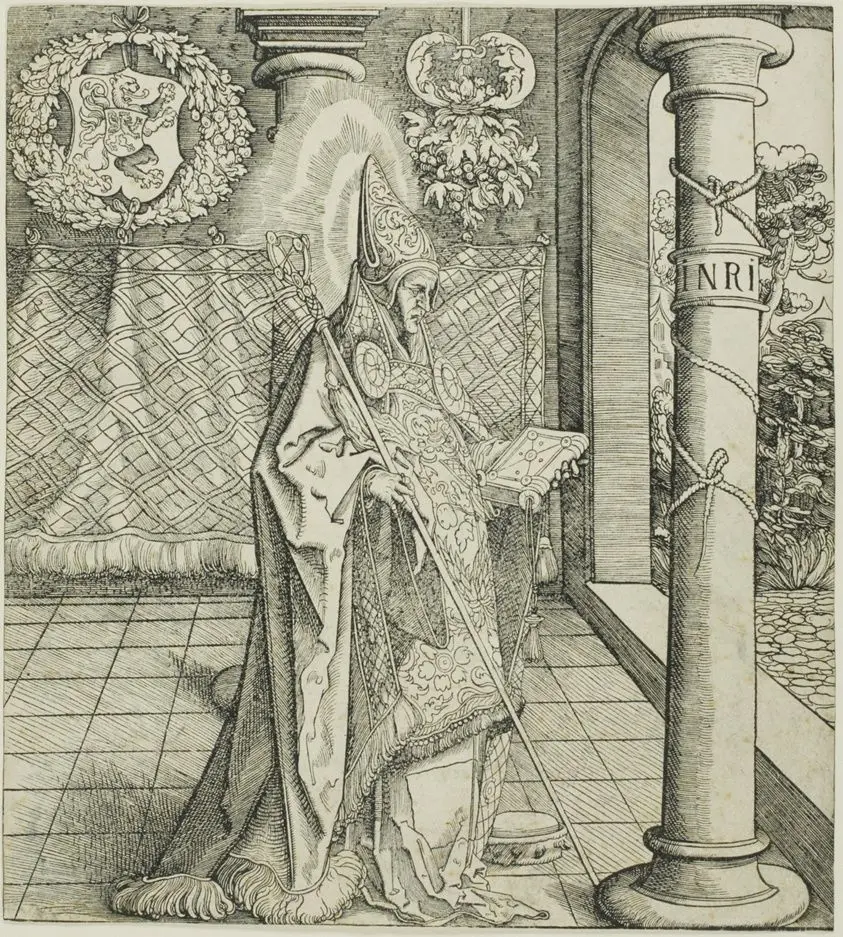 Saint Emesbertus, from Saints Connected with the House of Habsburg by Leonhard Beck (German, c. 1480-1542)