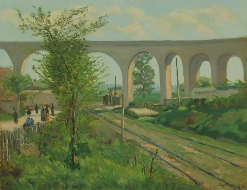 The Arcueil Aqueduct at Sceaux Railroad Crossing by Jean-Baptiste-Armand Guillaumin