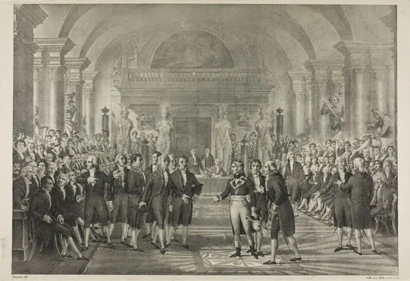 Napoleon in the Chamber of Deputies, from the Political and Military Life of Napoleon by Charles Étienne Pierre Motte (French, 1785-1836)