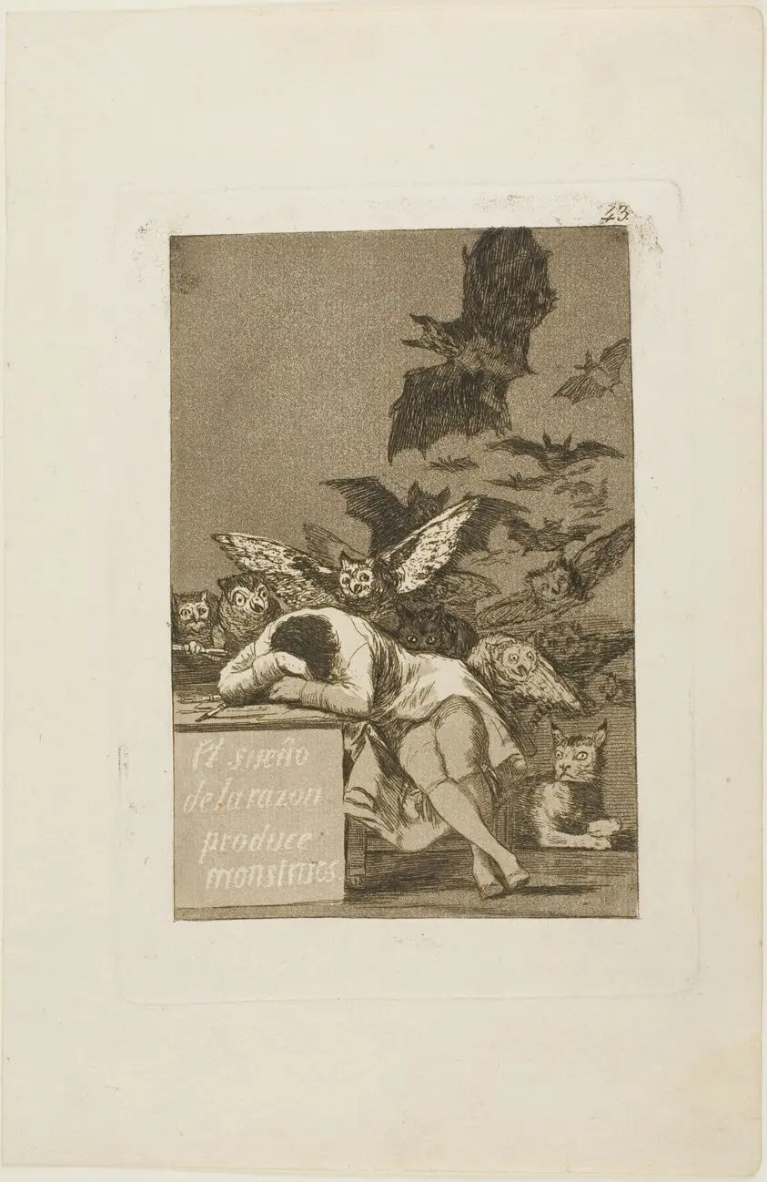 The Sleep of Reason Produces Monsters, plate 43 from Los Caprichos by Francisco José de Goya y Lucientes