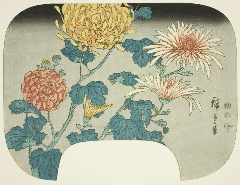 Chrysanthemums by Utagawa Hiroshige 歌川 広重