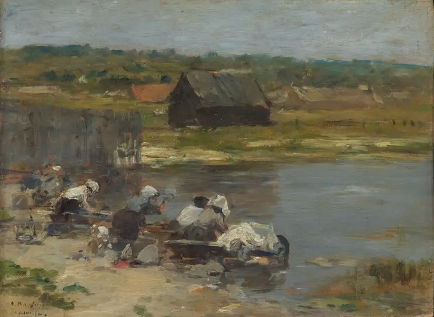 Washerwomen at the Edge of the Pond by Eugène-Louis Boudin