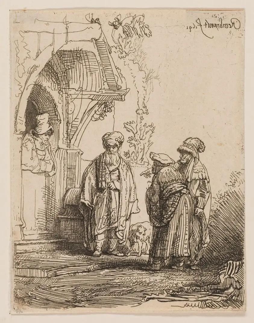 Three Oriental Figures (Jacob and Laban?) by Rembrandt van Rijn