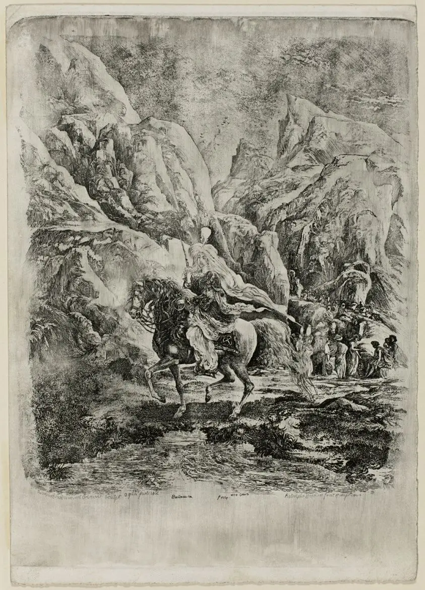 Oriental Rider in the Mountains by Rodolphe Bresdin