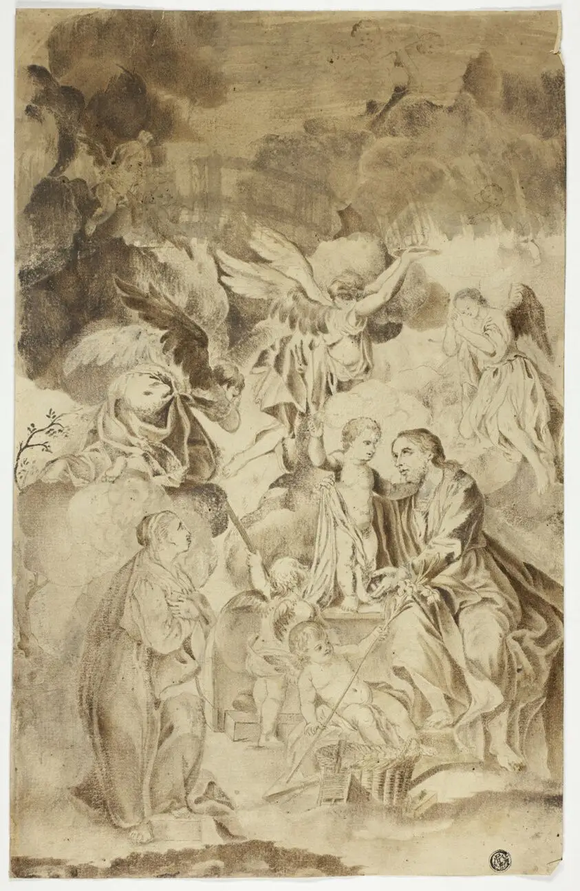 Female Saint Beholding Vision of Christ Child and Saint Joseph by El Greco (Doménikos Theotokópoulos)
