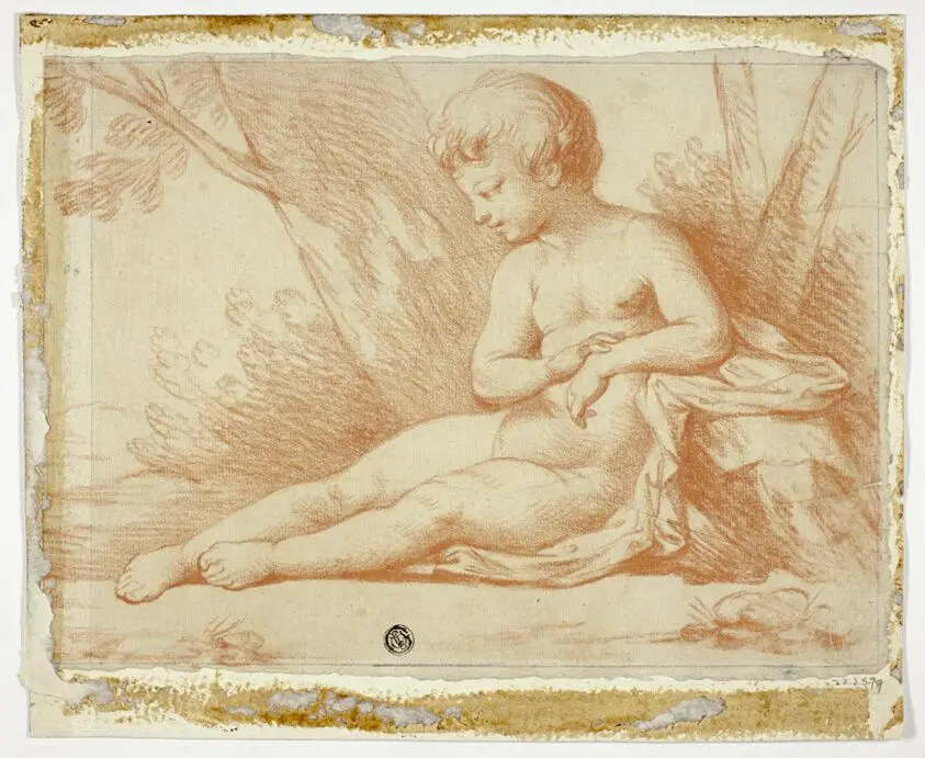 Nude Child Seated Under Trees by Edme Bouchardon