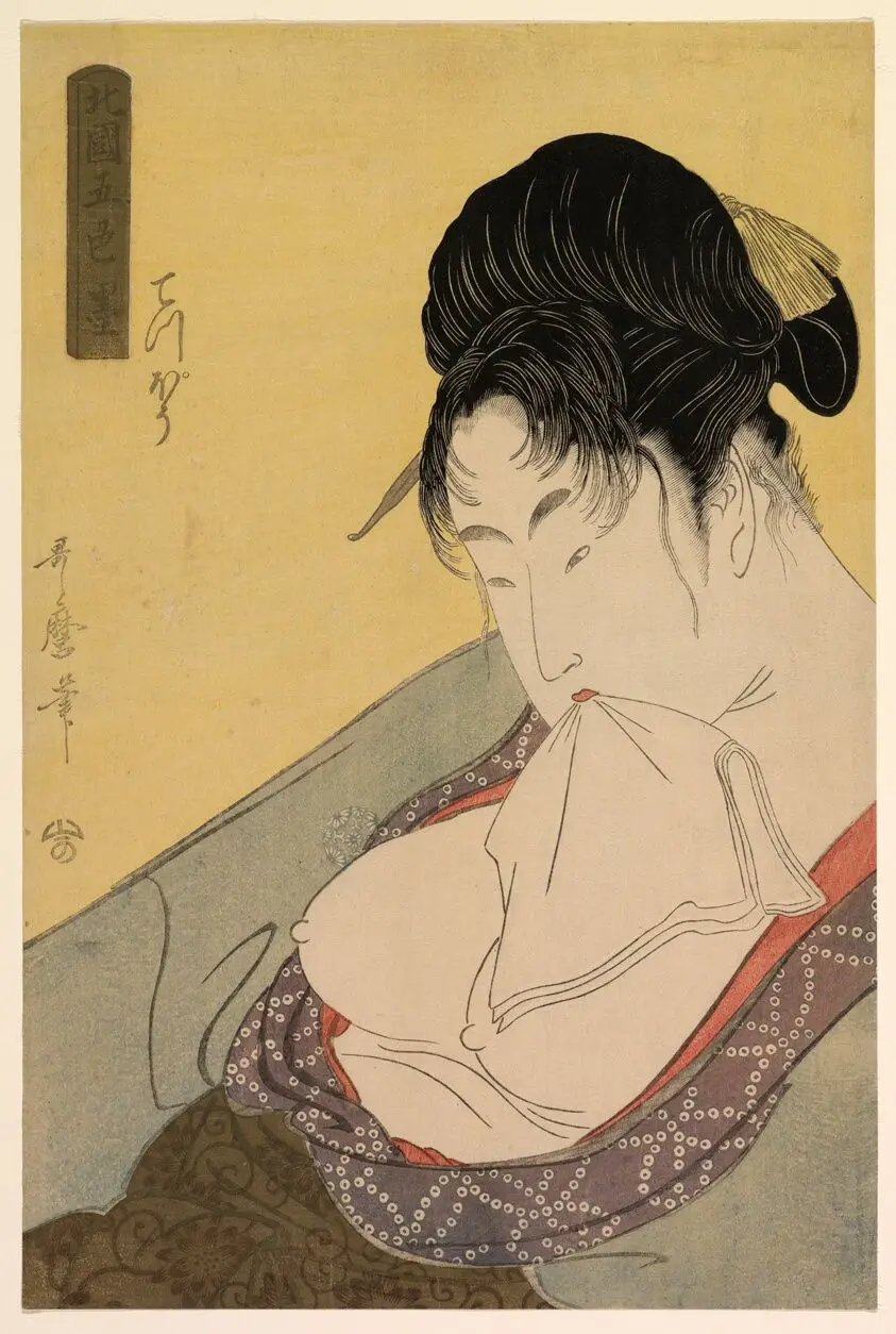 A Low Class Prostitute (Gun [teppo]), from the series “Five Shades of Ink in the Northern Quarter" ("Hokkoku goshiki-zumi") by Kitagawa Utamaro 喜多川 歌麿