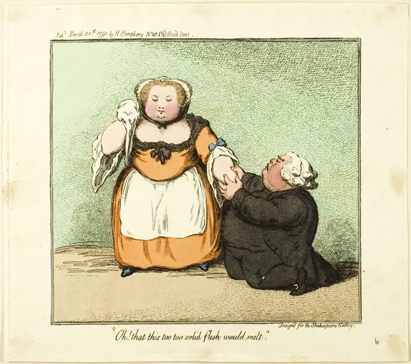 "Oh! that this too too solid flesh would melt." by James Gillray (English, 1756-1815)