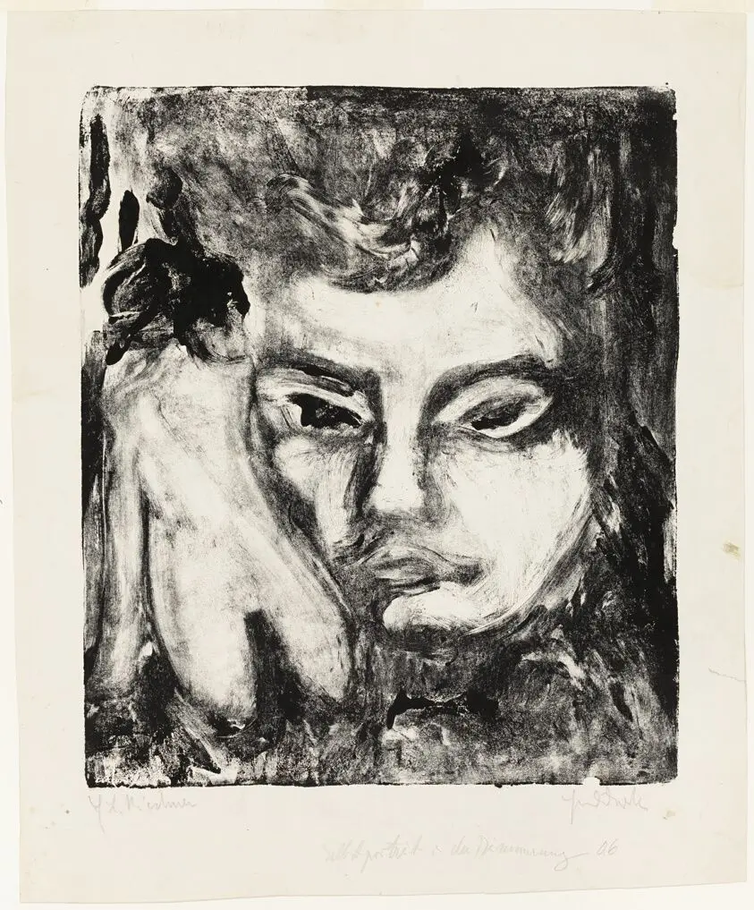 Man's Head with Nude by Ernst Ludwig Kirchner