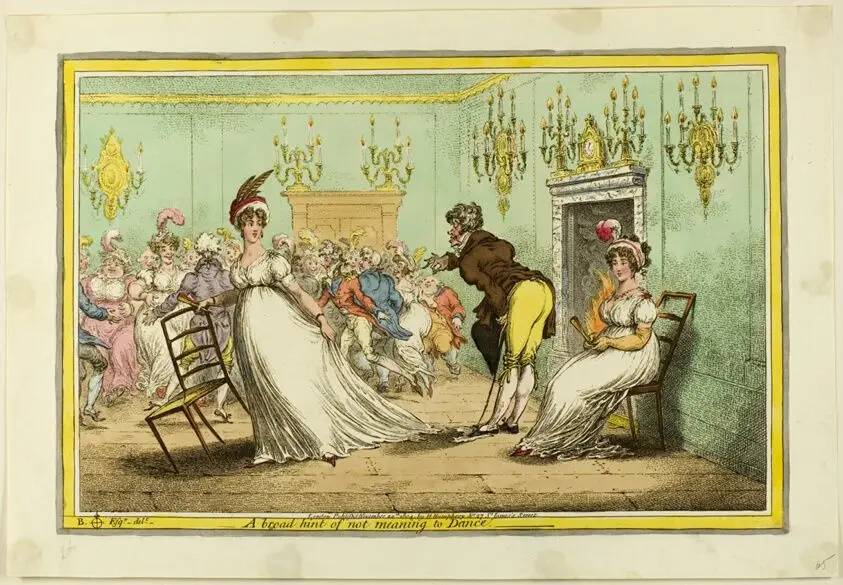 A Broad Hint of not Meaning to Dance by James Gillray (English, 1756-1815)